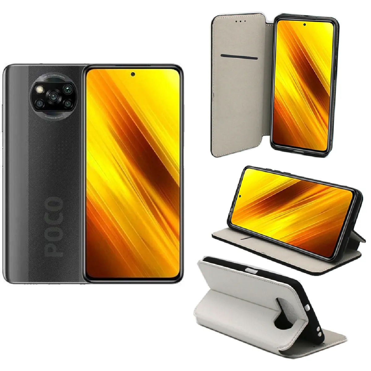 Xeptio Blanc Étui Portefeuille À Rabat Avec Porte-Cartes Intégré Xiaomi Poco X3 Pro
