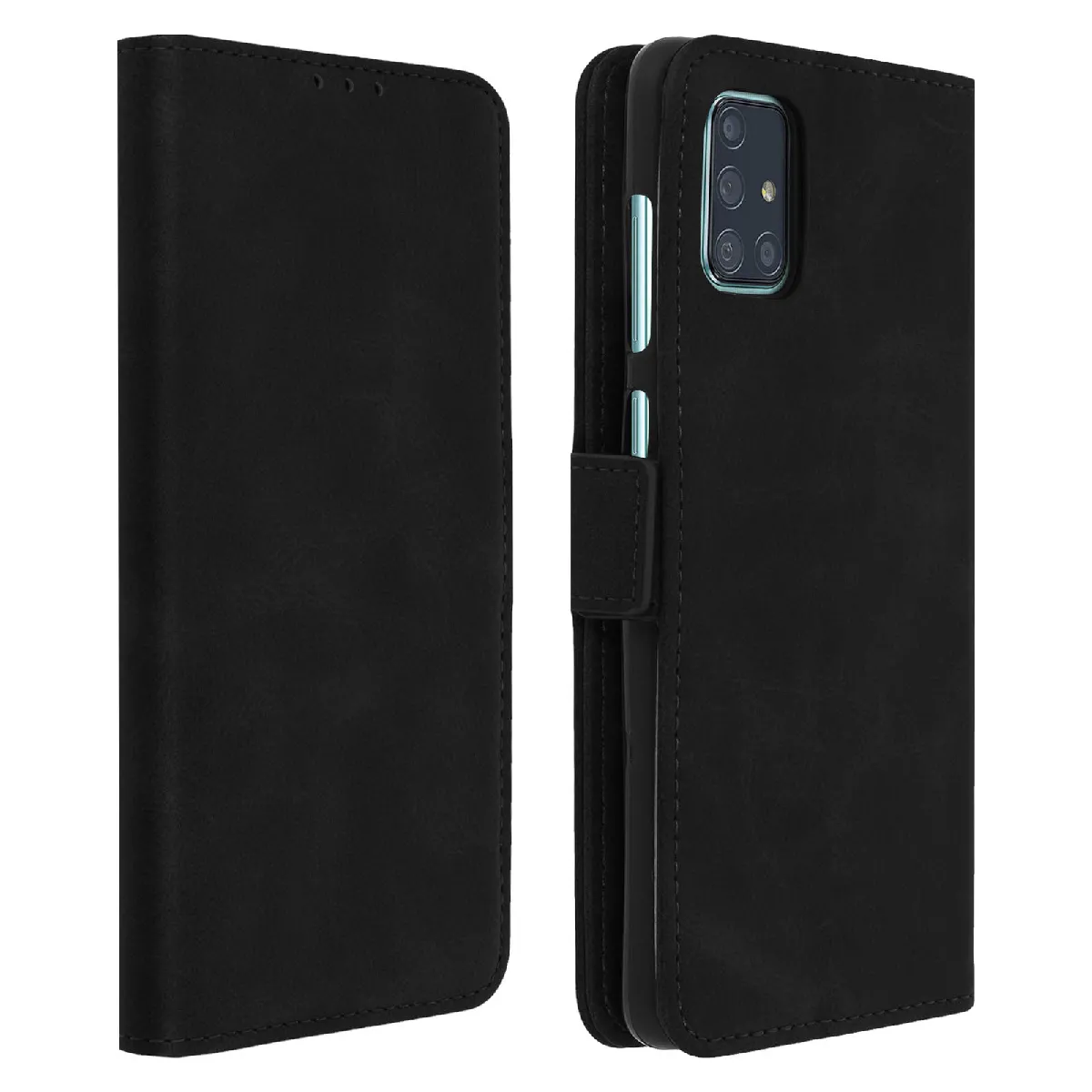 Avizar Noir Housse Pour Samsung Galaxy A71 Étui Folio Porte-Cartes Fonction Support