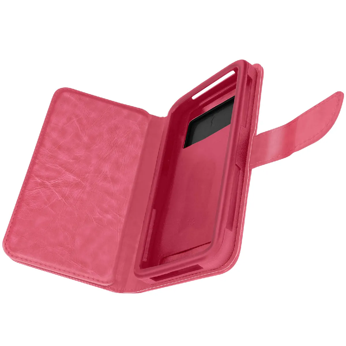 Avizar Étui Pour Smartphone 5,0 À 5,3'' Portefeuille Multi-Rangements Caméra Slide Fuchsia
