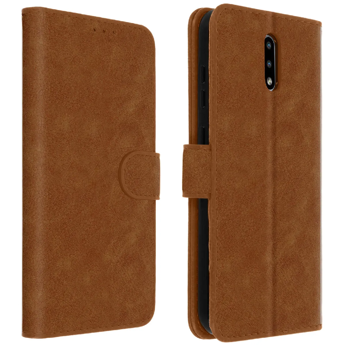 Avizar Marron Étui Pour Nokia 2.3 Housse Intégrale Porte-Cartes Fonction Support