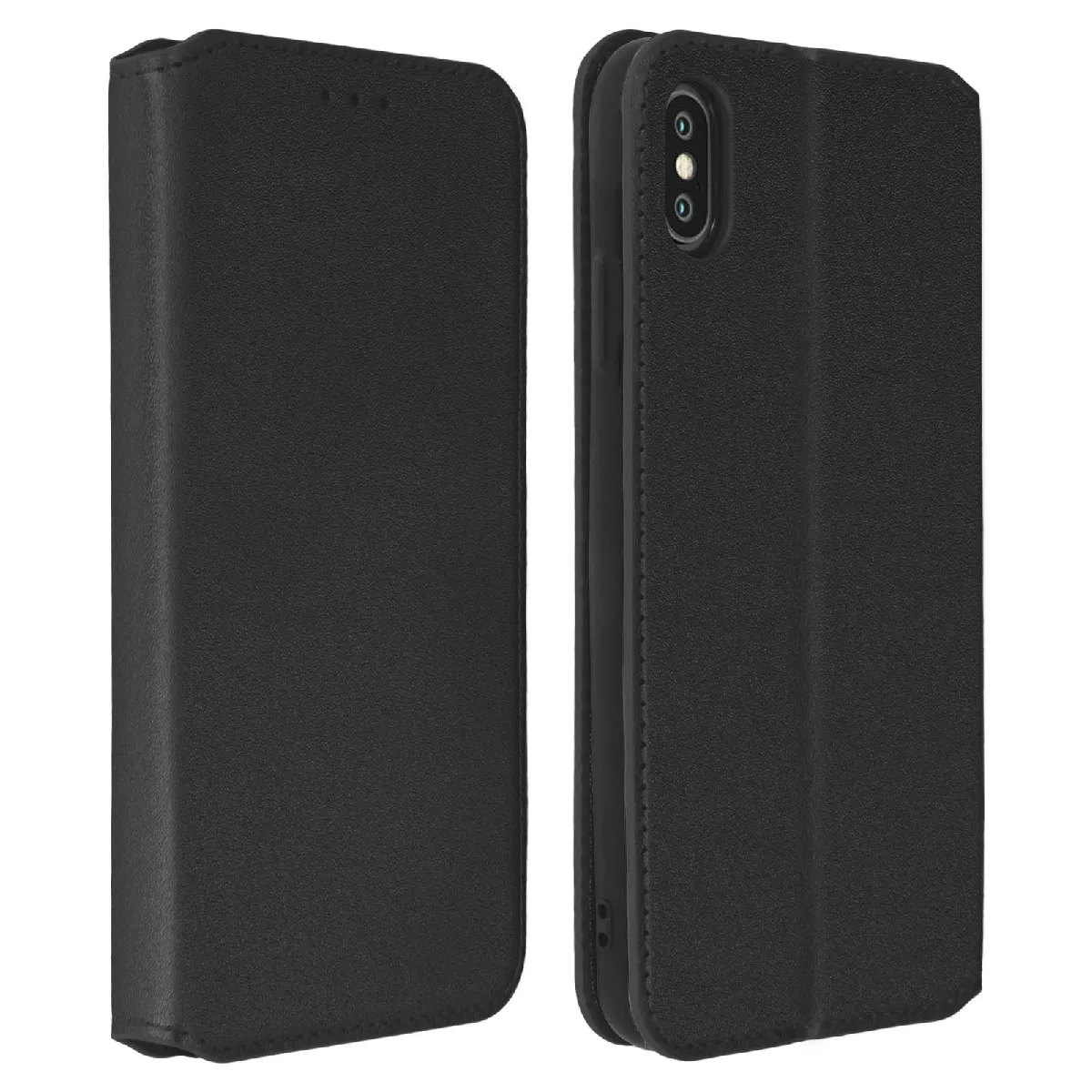 Avizar Noir Housse Pour Iphone Xs Max Étui Folio Porte-Cartes Fonction Support