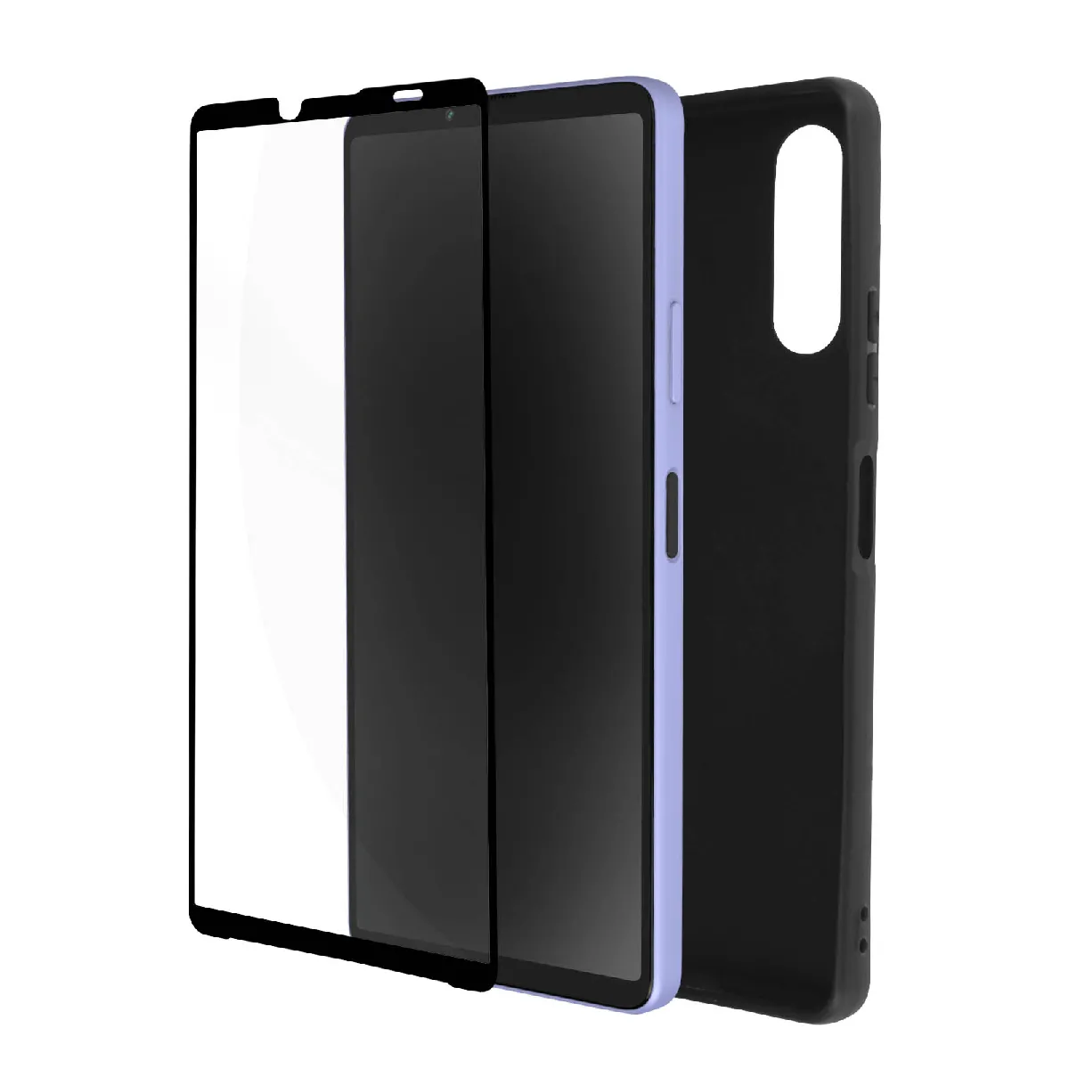 Avizar Noir Coque Pour Xperia 10 Iv Silicone Souple Et Verre Trempé 9H