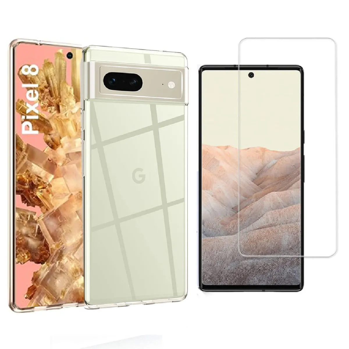Xeptio Coque Avec Vitre En Verre Trempé Google Pixel 8 5G - Transparent