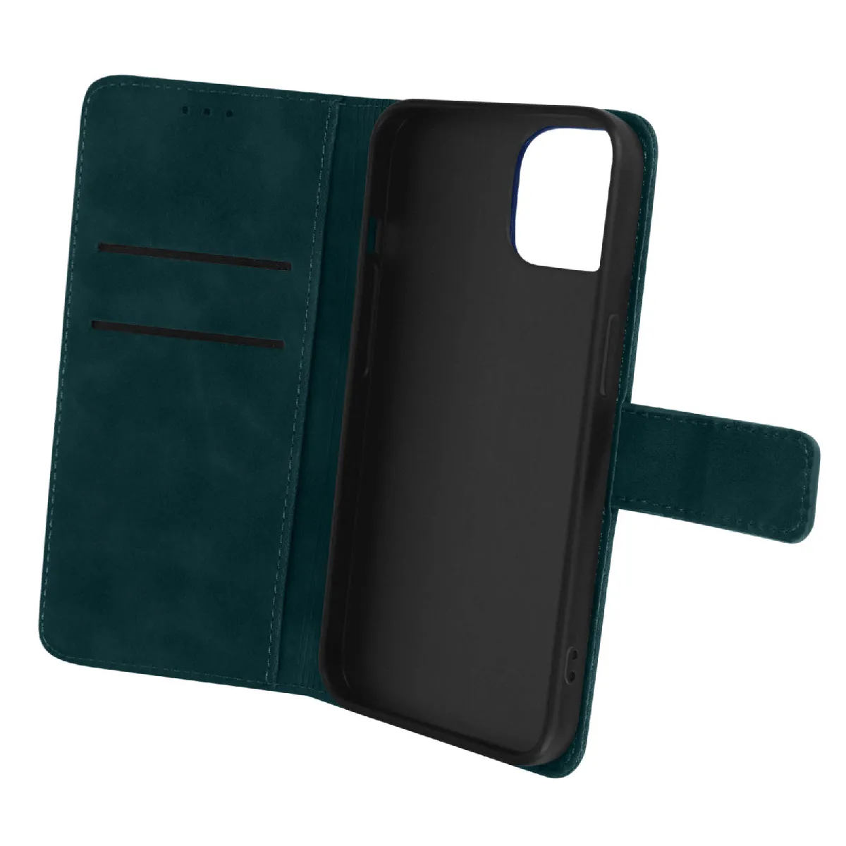 Avizar Vert Étui Pour Iphone 14 Folio Portefeuille Support Vidéo Effet Mat Soft Touch