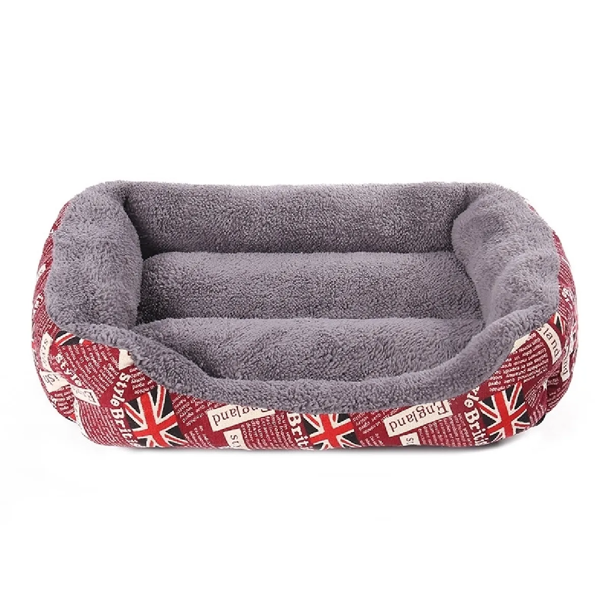 Meilleurs prix pour Panier pour chien Coussin Drapeau national Four Seasons véritable tapis de chenil chaud pour compagnie, en peluche, taille: S, 43 × 32 × 10cm (rouge)