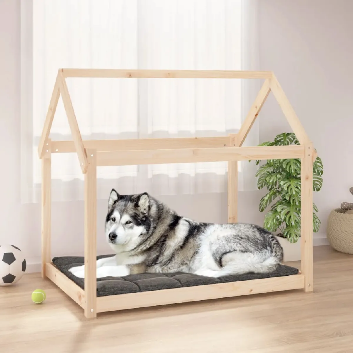 vidaXL Lit pour chien 111x80x100 cm Bois de pin solide