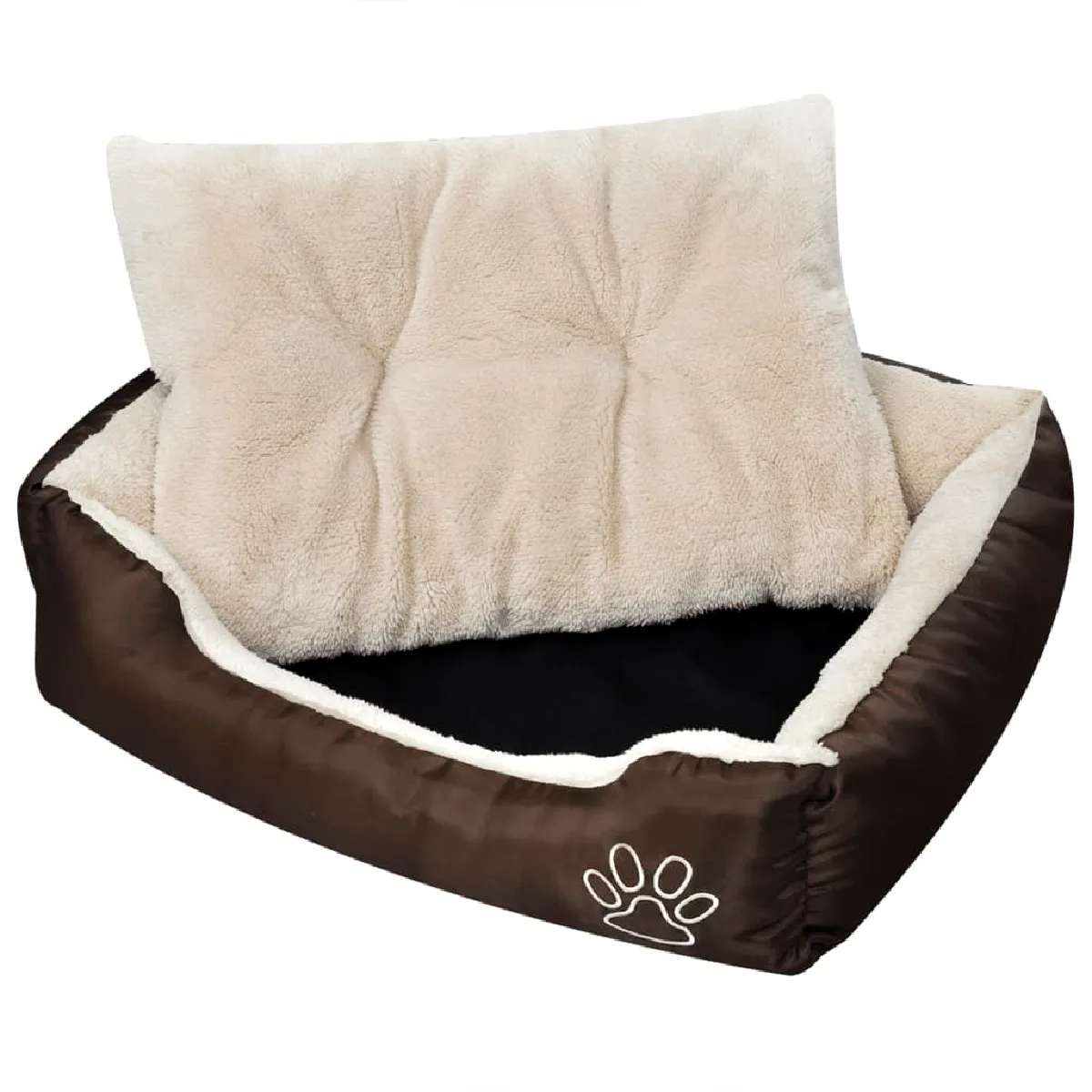 vidaXL Lit avec coussin Taille S Marron/Beige vidaXL Lit avec coussin Taille S Marron/Beige