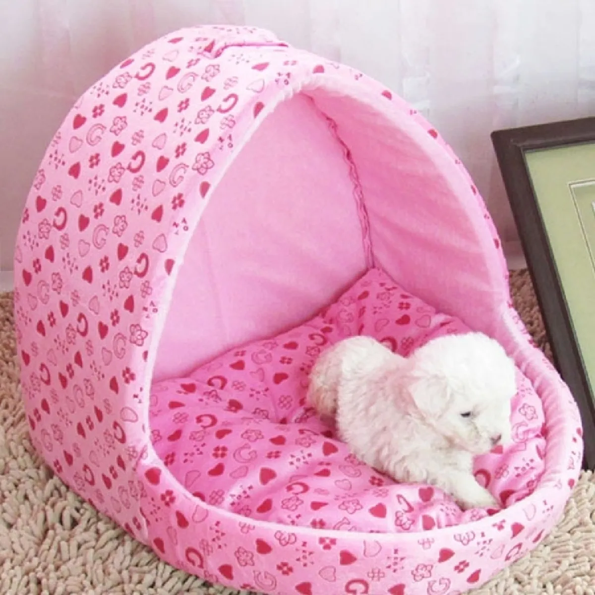 Meilleurs prix pour Petit chien de compagnie de rose chats Maison créative de forme de yourte de maison, taille: L, 42 * 48 * 48cm