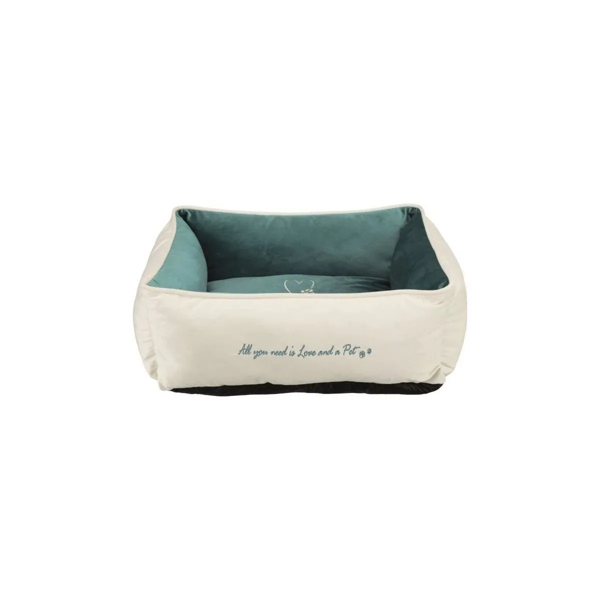 Trixie Lit Pets Home - 60 X 50 Cm - Beige Creme Et Bleu Petrole - Pour Chien