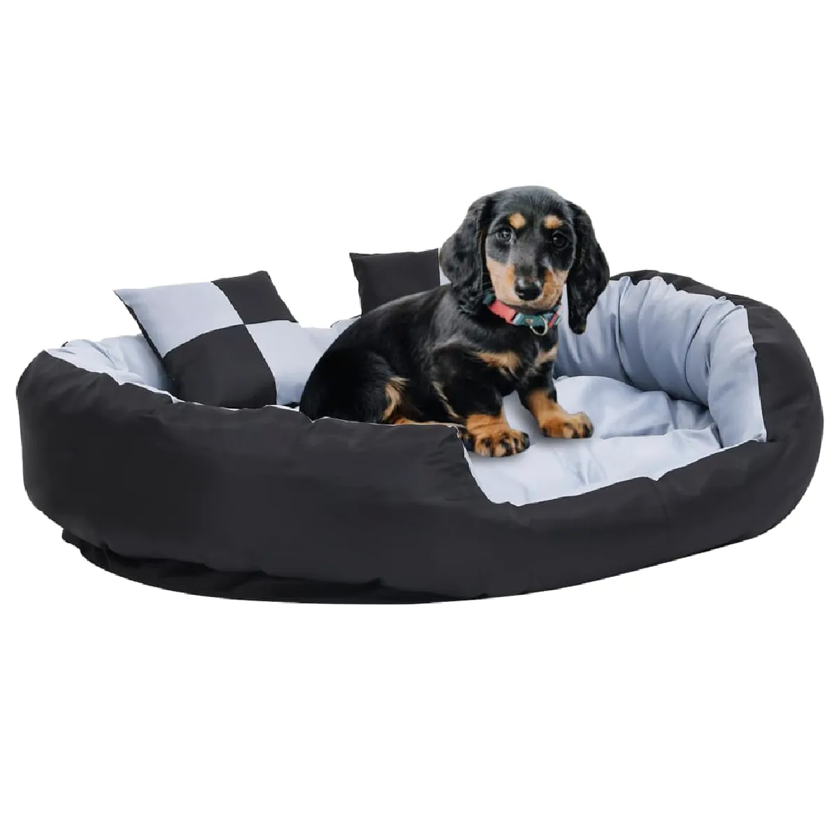 vidaXL Coussin réversible - Gris et noir vidaXL Coussin réversible - Gris et noir