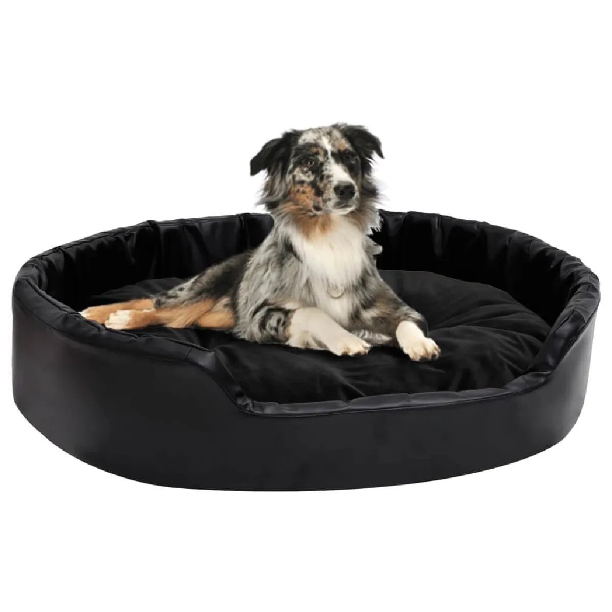 Vidaxl Lit pour animaux - Noir - 90x79x20 cm - Similicuir - Peluche douce