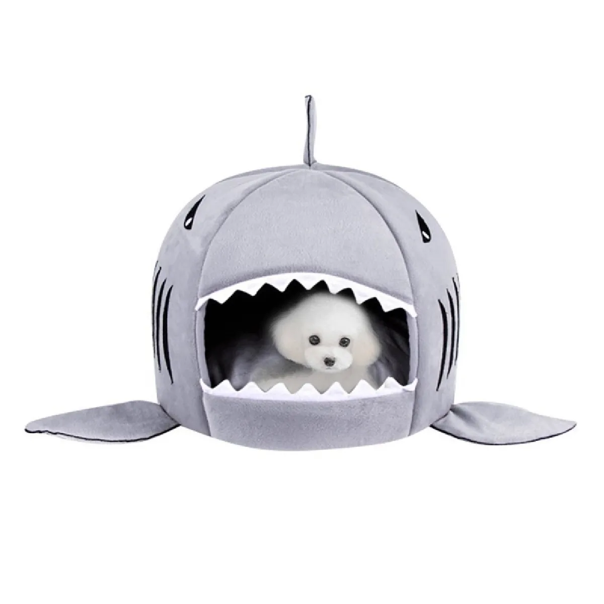 Meilleurs prix pour Chien d'intérieur chiot chat gris maison chaude requins animaux lit de couchage Nest, taille M: 50x50x48cm