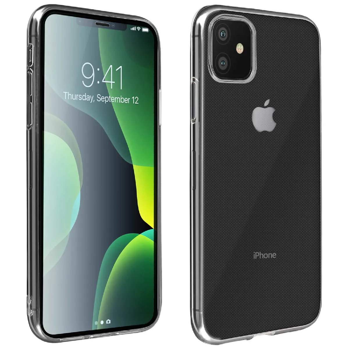 Avizar Noir Coque Pour Iphone 11 Silicone Souple Et Film Verre Trempé 9H
