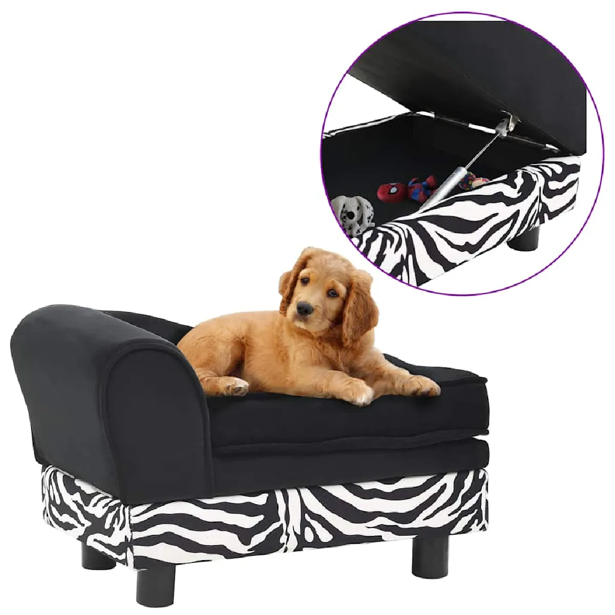 vidaXL Canapé pour chien - Noir 57x34x36 cm