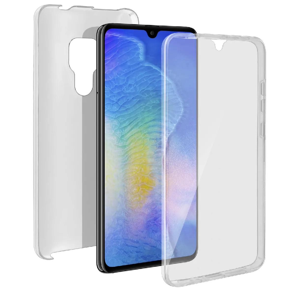 Avizar Coque Huawei Mate 20 Protection 360° Silicone + Polycarbonate Transparent