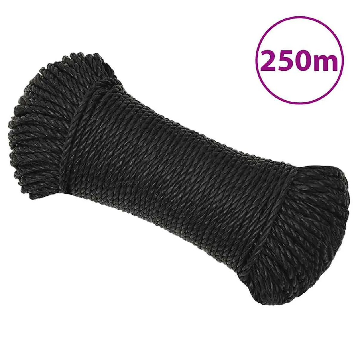 VIDAXL - Corde de travail - 8 mm - 250 m - Noir - Image 2