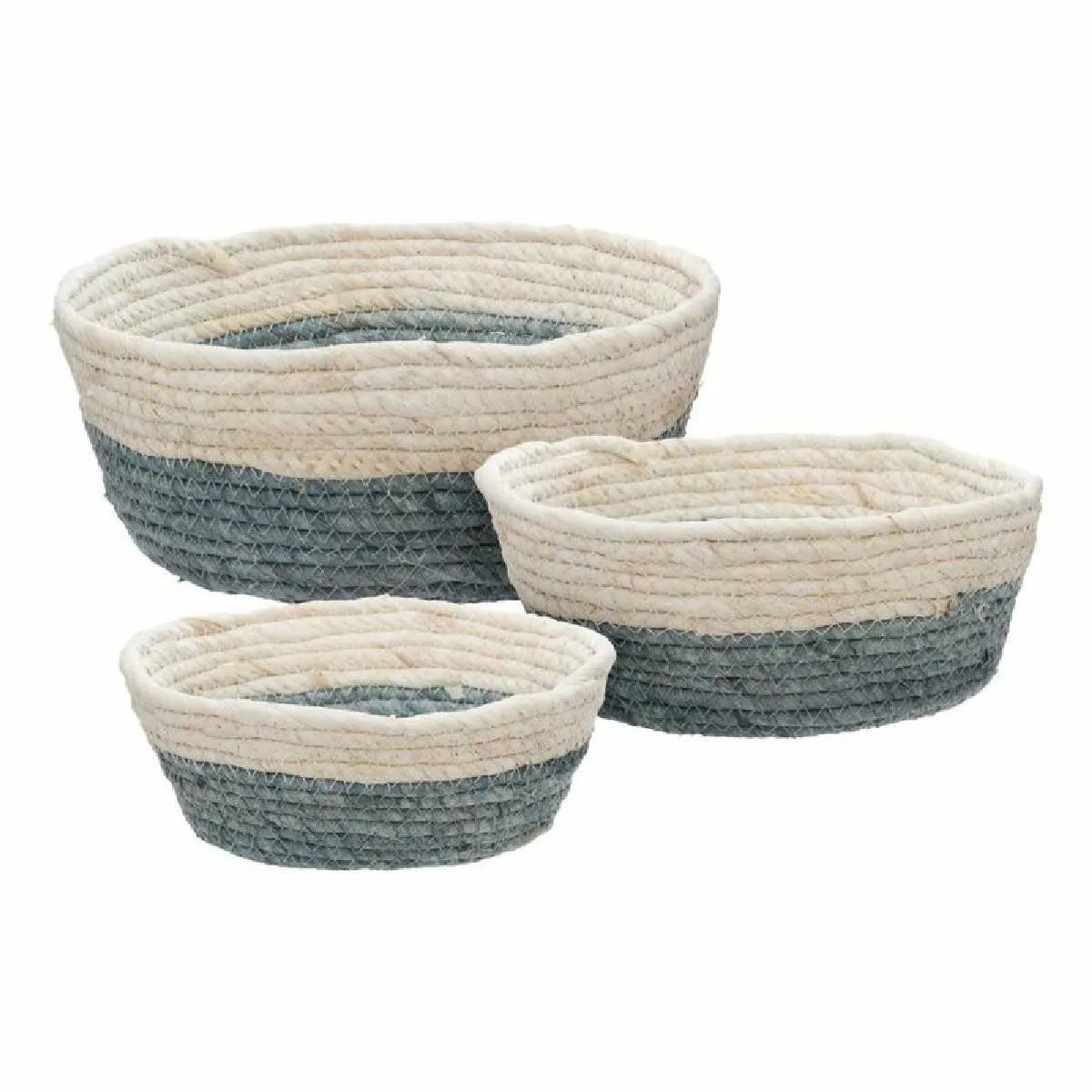 Générique Bleu Lot De 3 Paniers Ronds De Rangement - Naturel Et