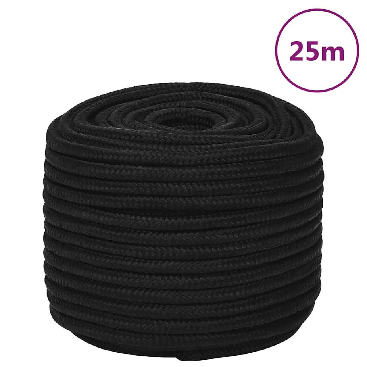 Non Communiqué Noir Corde De Travail 12 Mm 25 M Polyester - Image 3