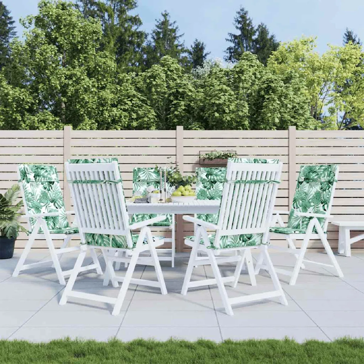 vidaXL Coussins de chaise à dossier haut Modèle feuilles