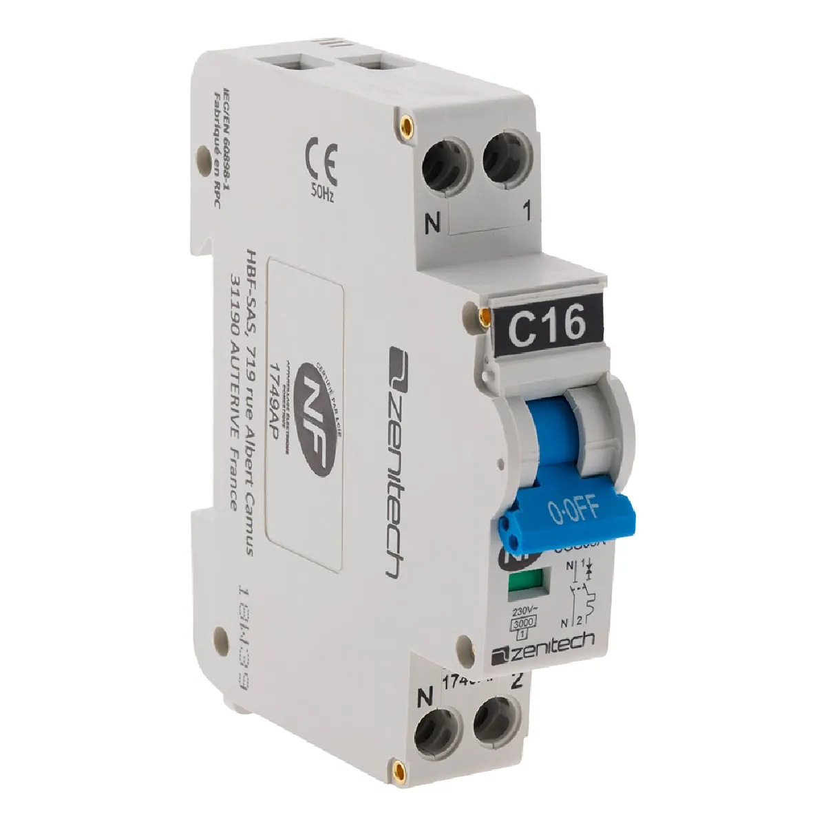 Zenitech Disjoncteur Ph/N 16A
