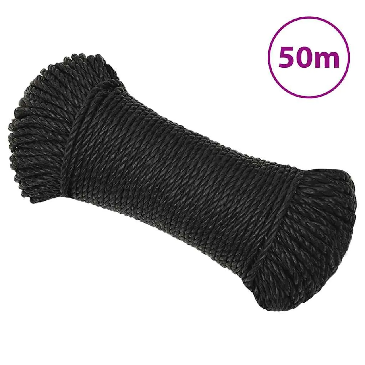 Vidaxl Noir Corde De Travail 3 Mm 50 M