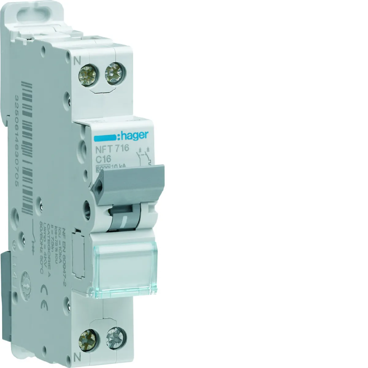 Hager - Disjoncteur Ph+N - Courbe C - 10A - 1 Module - Image 2