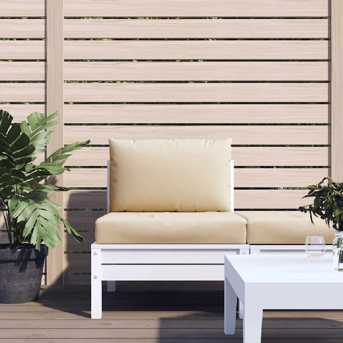Non Communiqué Beige Vidaxl Lot De 2 Coussins De Palette, Galette De Siège Imperméable, Coussin De Jardin, Décoration D'extérieur Terrasse, 361757 - Image 3