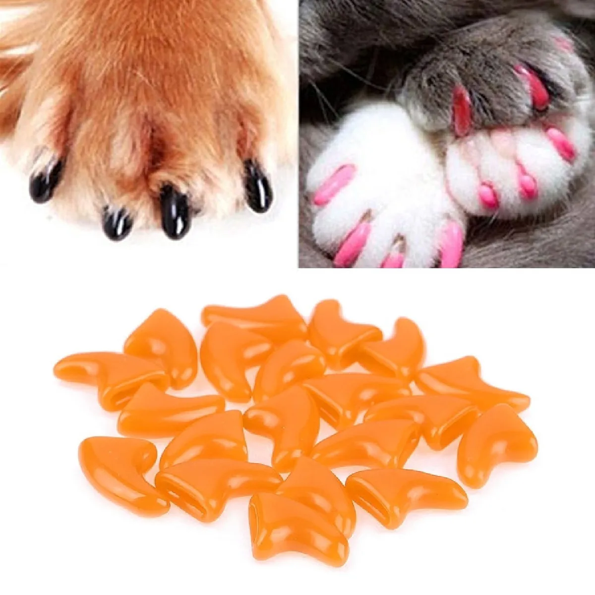 Comparer les prix de 20 PCS Silicone Soft Cat Nail Caps / Griffe de patte de chat / Protecteur d'ongle pour animal de compagnie / Cache-ongle de chatTaille XS Orange