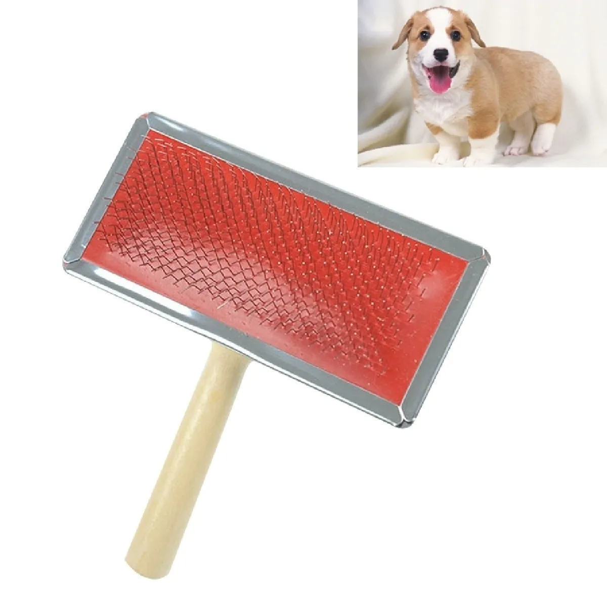 Meilleurs prix pour Pour l'Pour Animal de compagnie, taille: L, distribution aléatoire de couleur Brosse de nettoyage de toilettage de poils manuels de courbe molle avec la poignée en bois