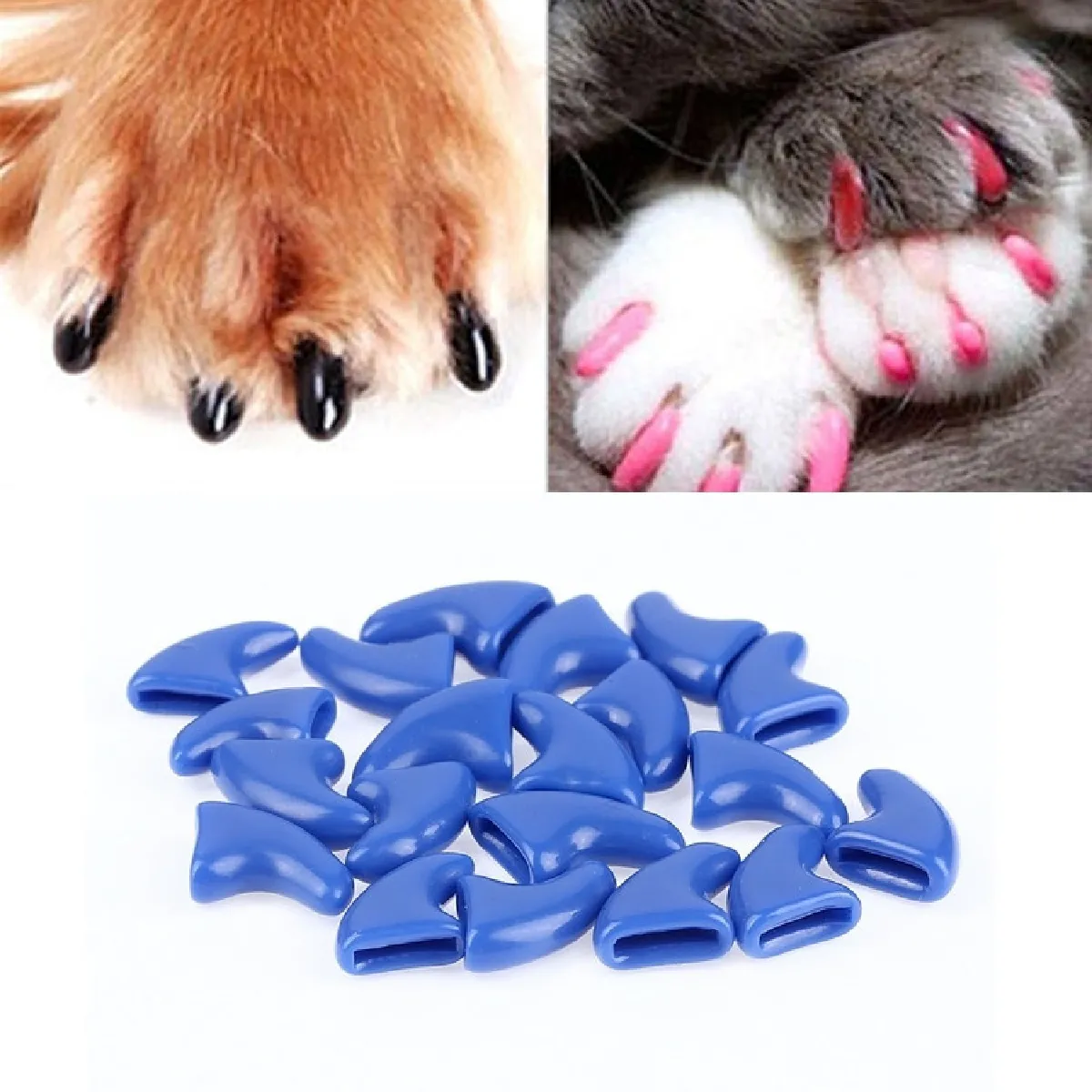 Comparer les prix de 20 PCS Silicone Caps pour les ongles mous Cat / Griffe de patte de chat / Protecteur d'ongles animaux de compagnie / Cache-ongles de chatTaille S Bleu