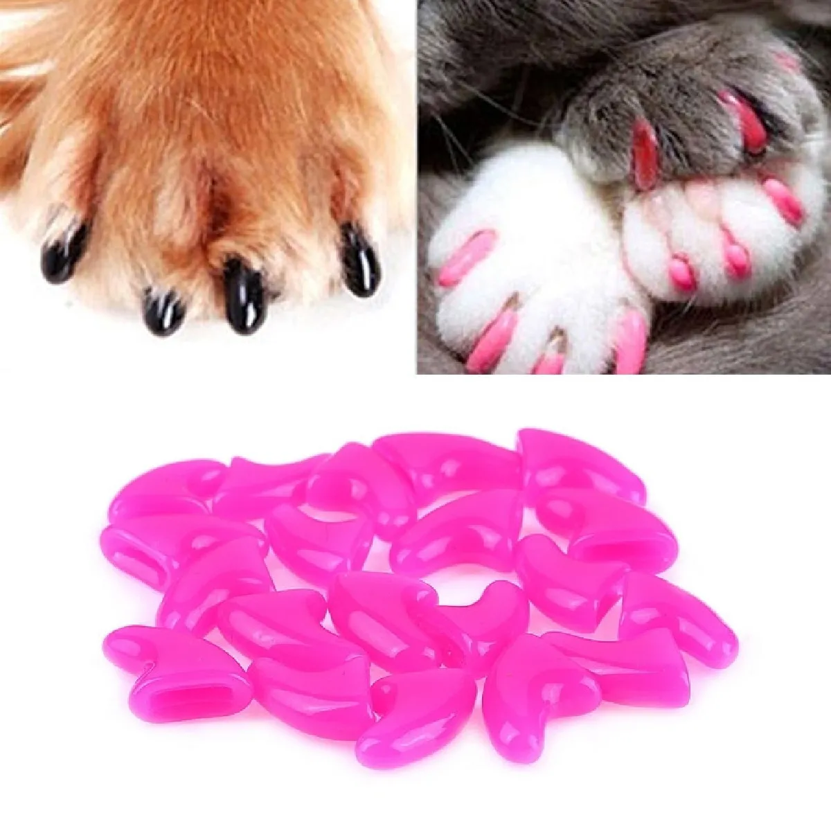 Comparer les prix de 20 PCS Silicone Soft Cat Nail Caps / Griffe de patte de chat / Protecteur d'ongle pour animal de compagnie / Cache-ongle de chatTaille L Rose rouge