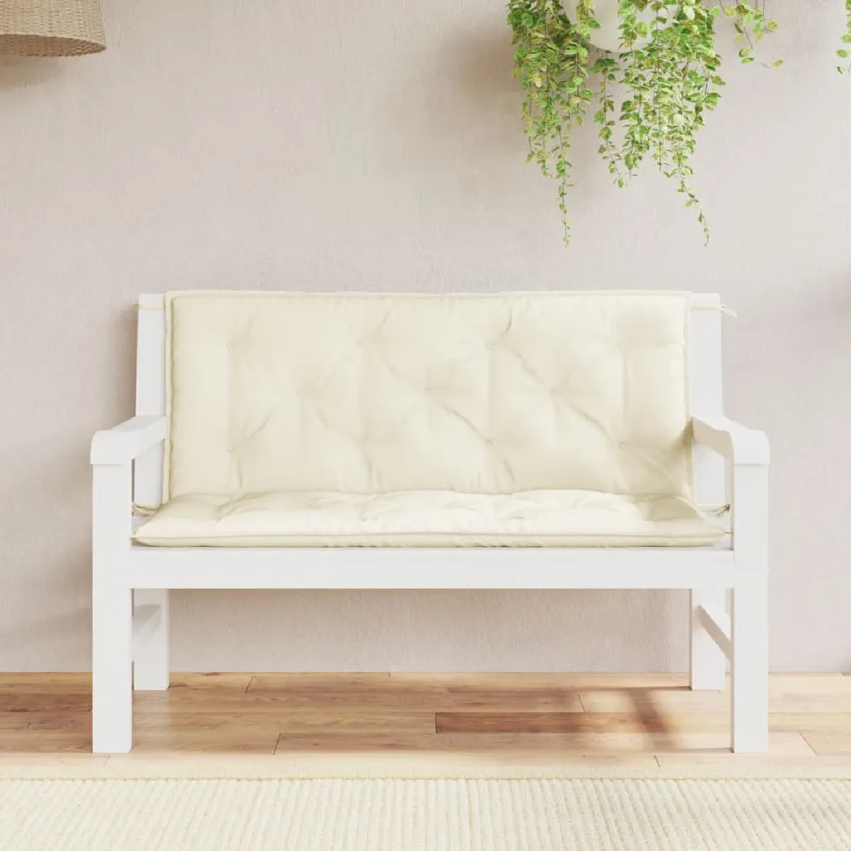 VIDAXL - Coussin de Banc de Jardin - Lot de 2 - Imperméable - Blanc - Image 2