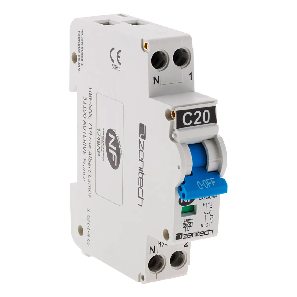 Zenitech Disjoncteur Ph/N - 20A