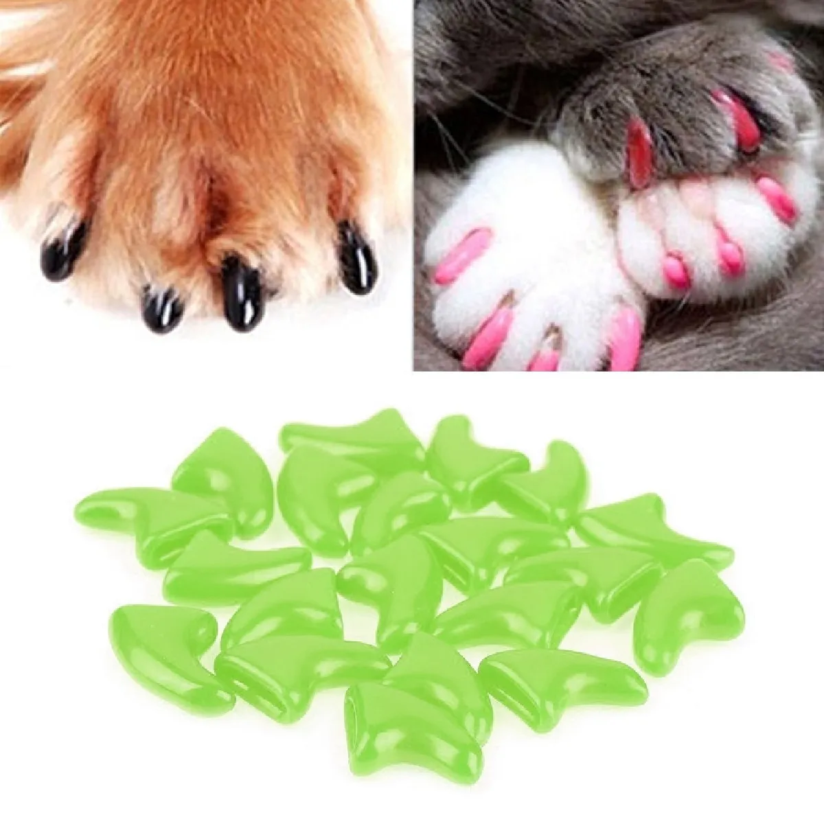 Comparer les prix de 20 PCS Silicone Soft Cat Nail Caps / Griffe de patte de chat / Protecteur d'ongle pour animal de compagnie / Cache-ongle de chatTaille L Vert