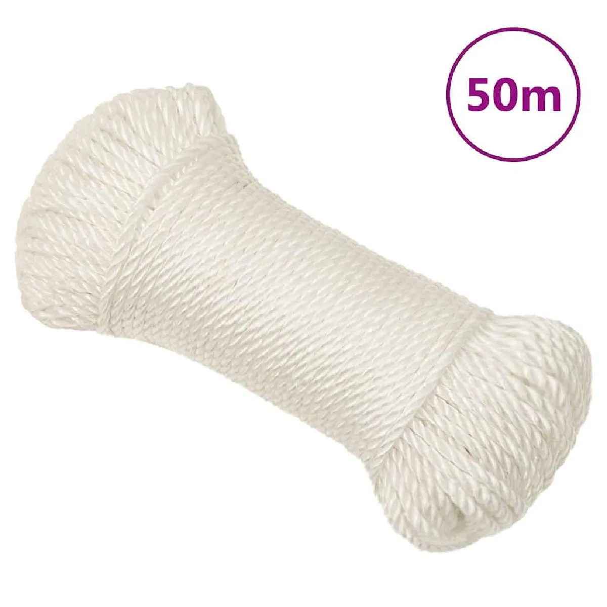 Non Communiqué Blanc 153046 Vidaxl Corde De Travail 8 Mm 50 M Polypropylène - Image 3