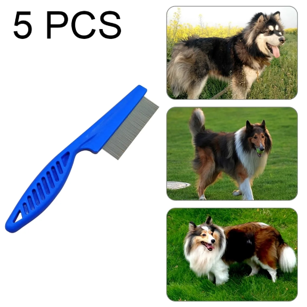 Meilleurs prix pour Pour Animal de compagnie Cats bleu Chiens Fournitures Peignes Fine Dent dents en acier inoxydable d'enlèvement des puces, Longueur: 14cm 5 PCS Pet