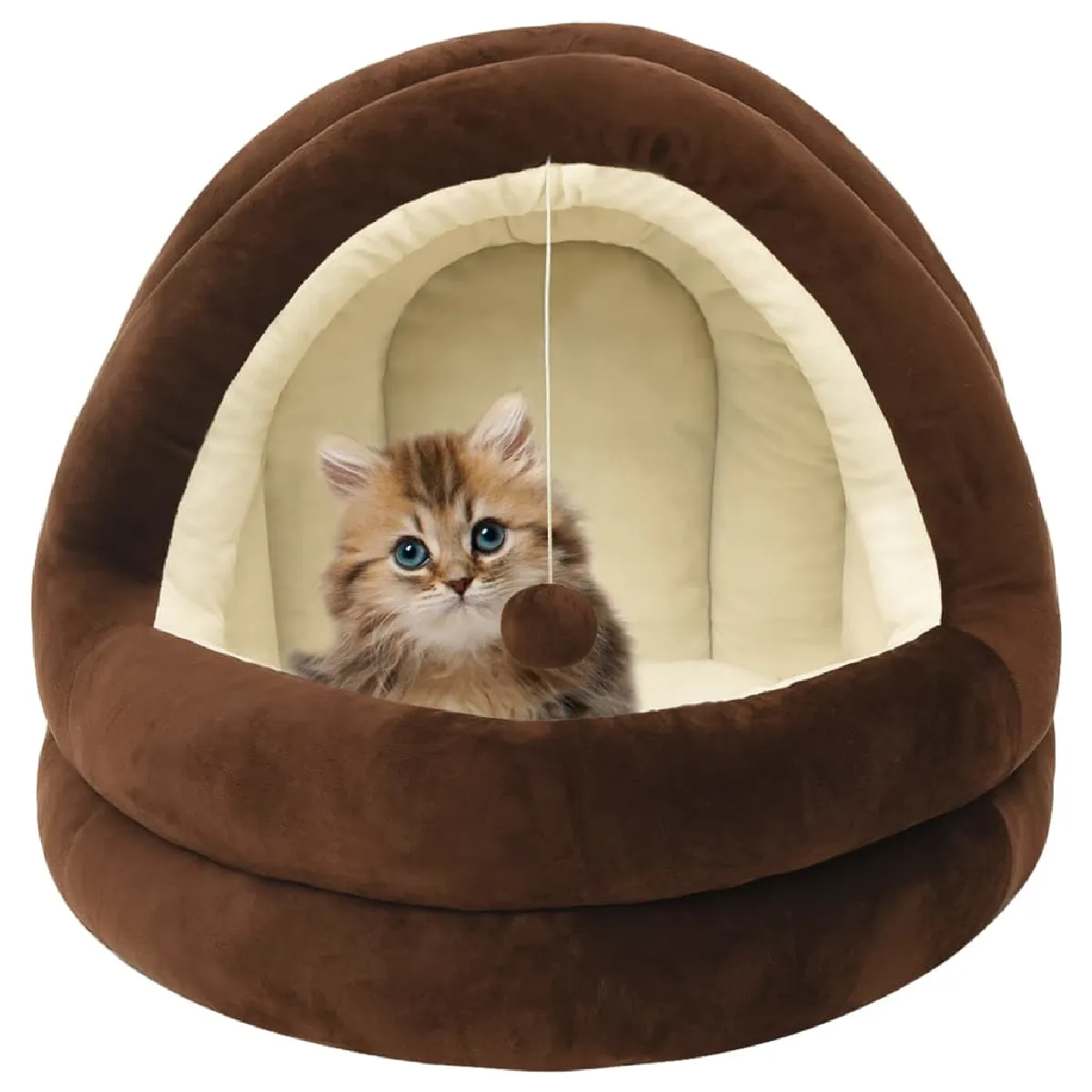 Vidaxl Lit pour chat - 50x50x45 cm - Marron et crème - Rembourrage épais - Antidérapant