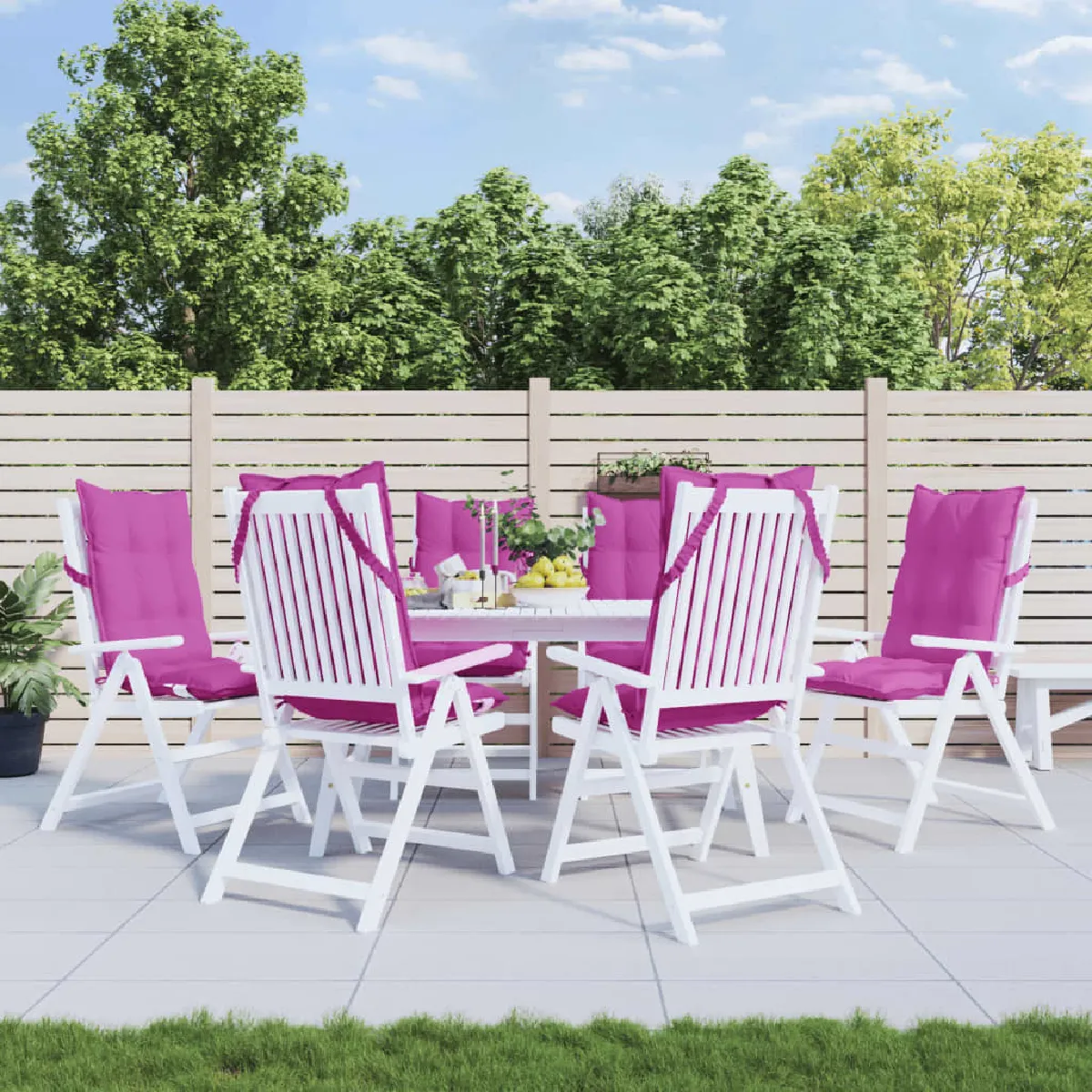 vidaXL Lot de 6 Coussins de Chaise à Dossier Haut Galette de Siège Imperméable Coussin dExtérieur Anti glissement Jardin 377664 - vue 2