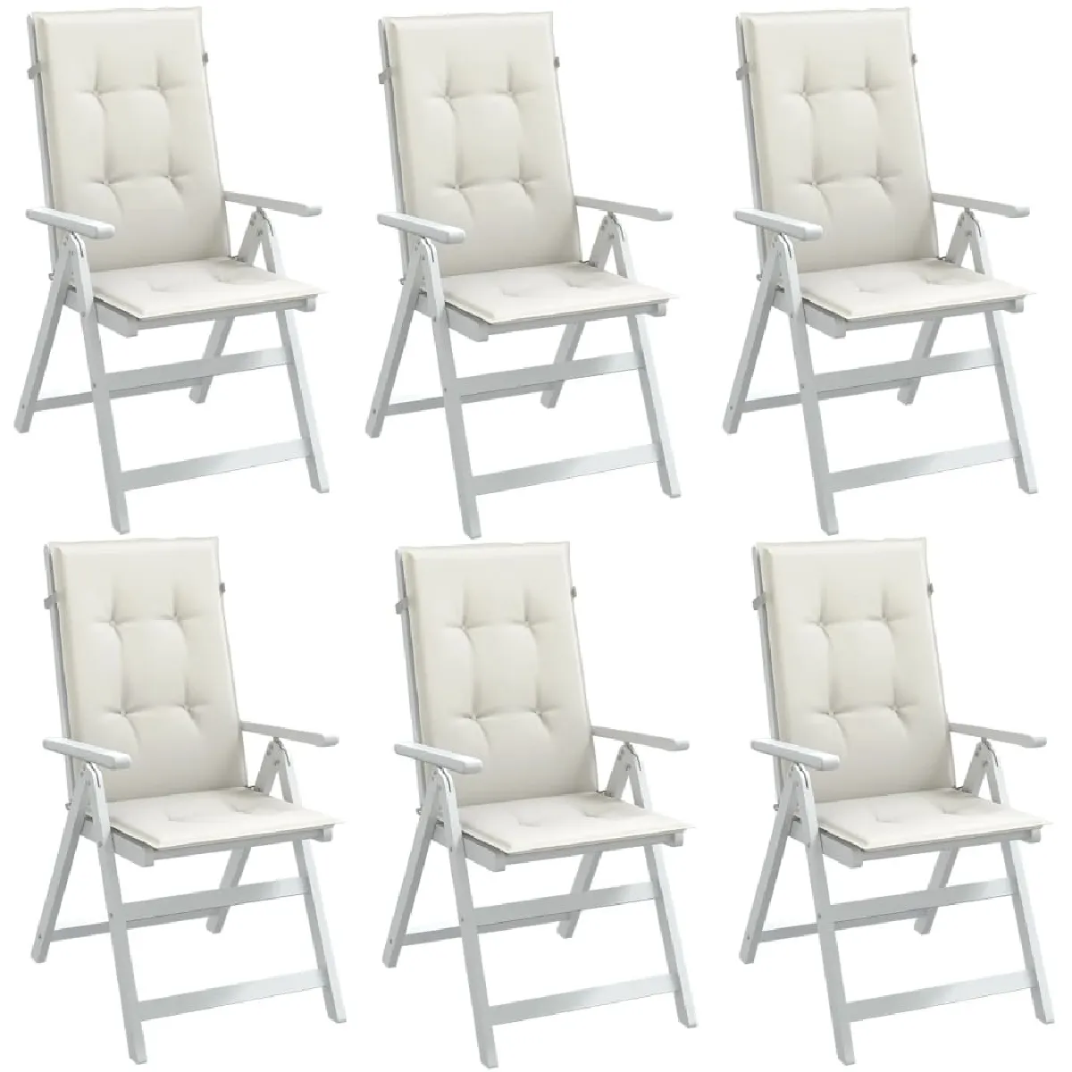Non Communiqué Blanc Vidaxl Lot De 6 Coussins De Chaise À Dossier Haut, Oreillers De Balcon, Coussins De Sièges Patio Jardin Terrasse Extérieur, 4002420 - Image 3
