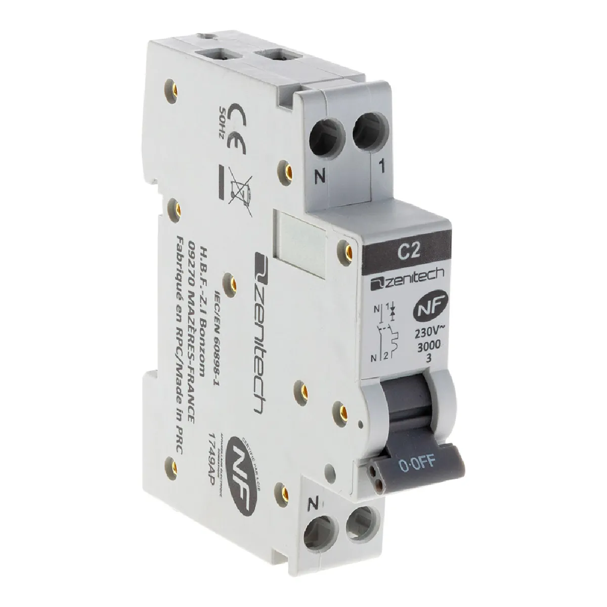 Zenitech Disjoncteur Ph/N 2A