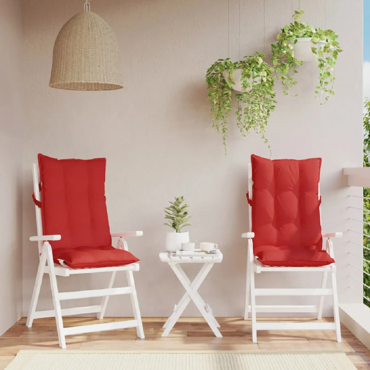 vidaXL Lot de 2 Coussins de Chaise à Dossier Haut Galette de Siège Imperméable Coussin dExtérieur Anti glissement Jardin 377620 - vue 2