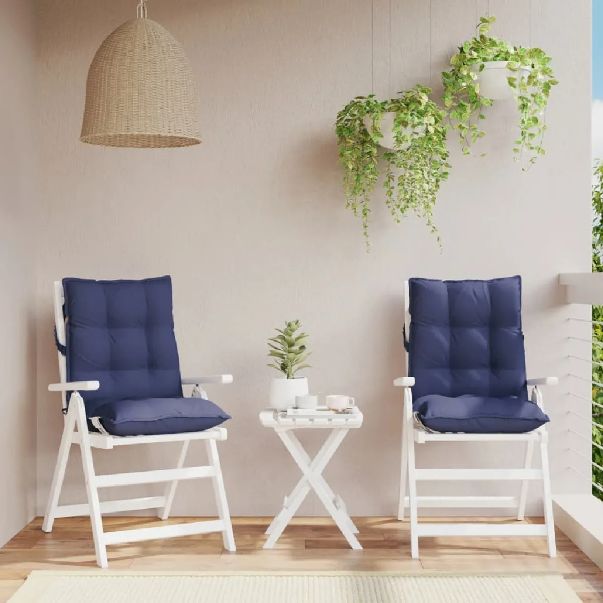 vidaXL Coussins de chaise à dossier bas - Bleu marine