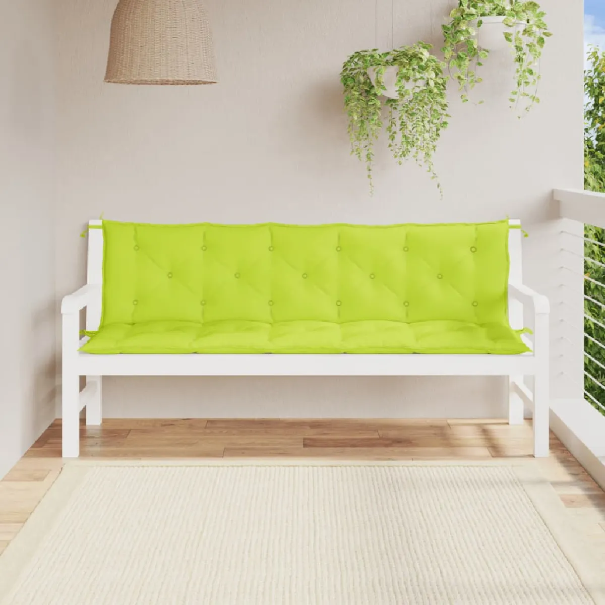Non Communiqué Vert Vidaxl Lot De 2 Coussins De Banc De Jardin, Revêtement De Banc Avec Jeux De Cordes, Coussin D'extérieur Imperméable, 361727 - Image 3