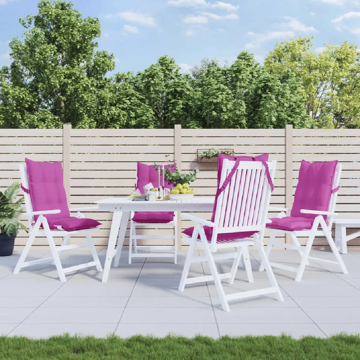 vidaXL Lot de 4 Coussins de Chaise à Dossier Haut Galette de Siège Imperméable Coussin d'Extérieur Anti glissement Jardin 377663 - vue 2