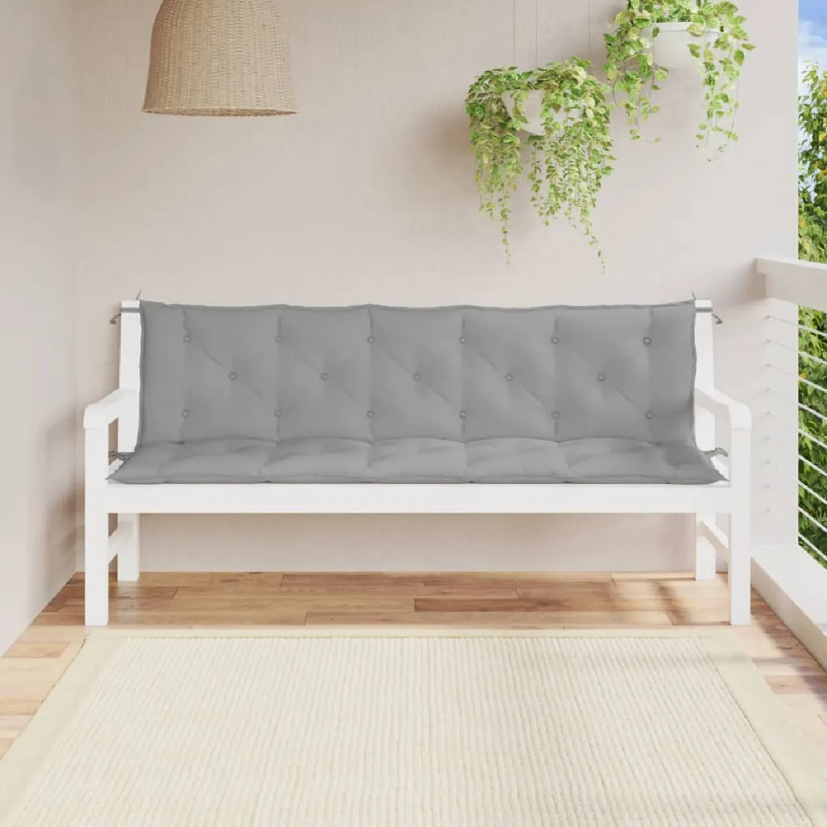 VIDAXL - Coussin de Banc de Jardin - Lot de 2 - Imperméable - Gris - Image 3