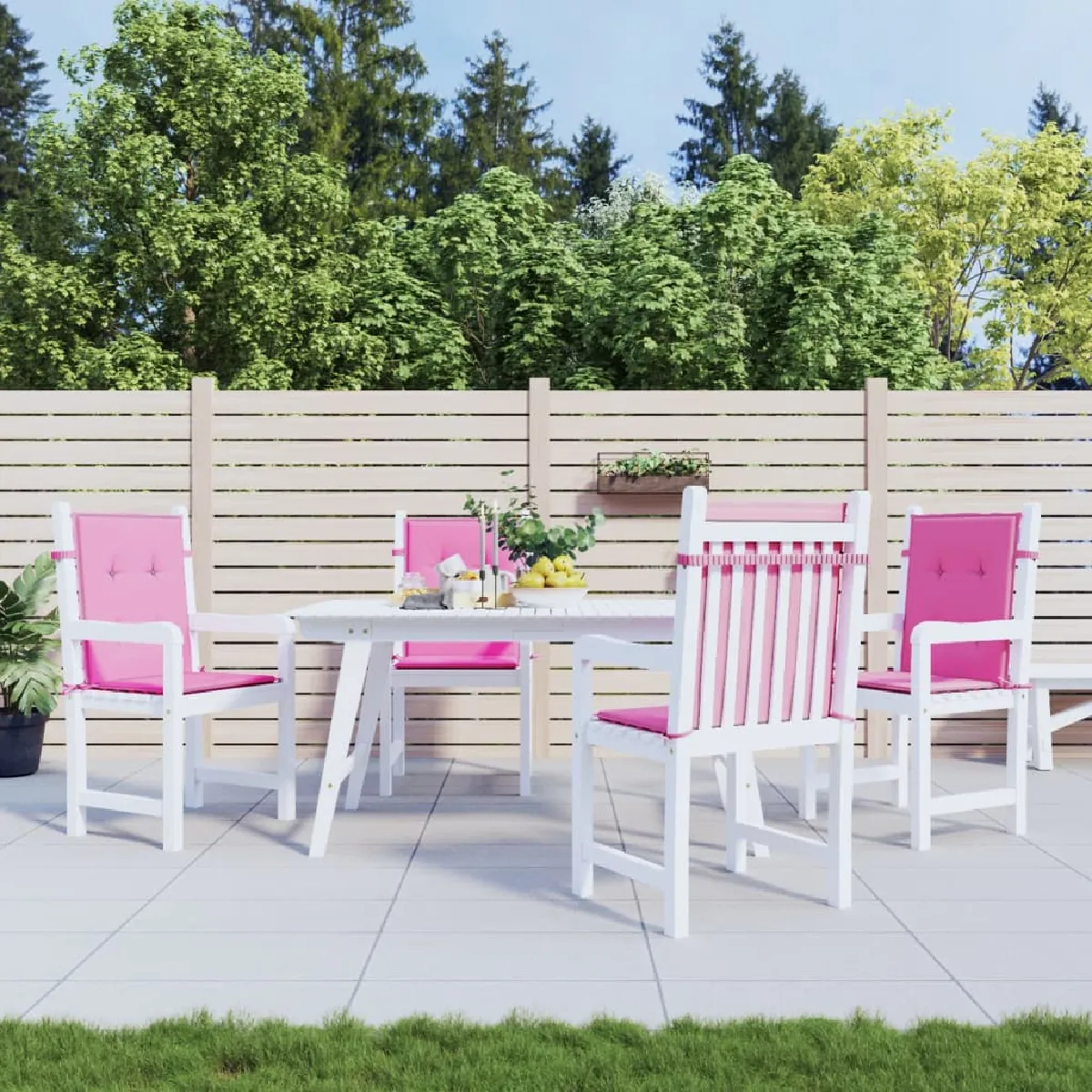 vidaXL Coussins Rose à Dossier Bas Lot de 4