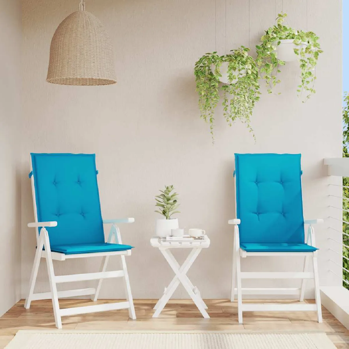 Vidaxl Bleu Coussins De Chaise Dossier Haut