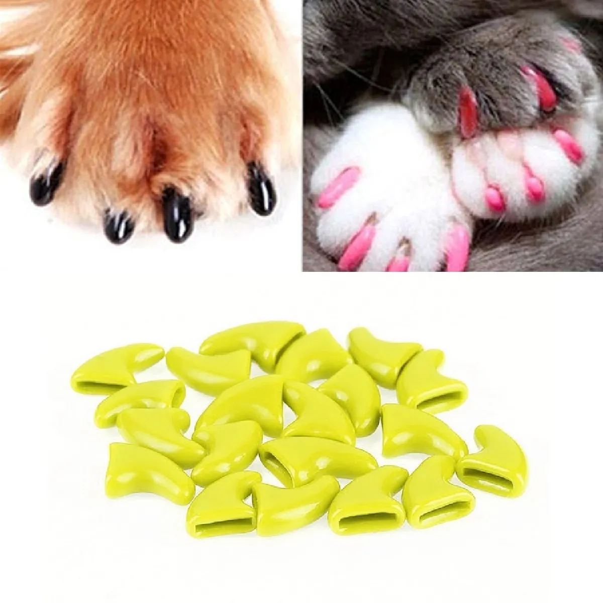 Meilleurs prix pour 20 PCS Silicone Soft Cat Nail Caps / Griffe de patte de chat / Protecteur d'ongle pour animal de compagnie / Cache-ongle de chatTaille XS Jaune