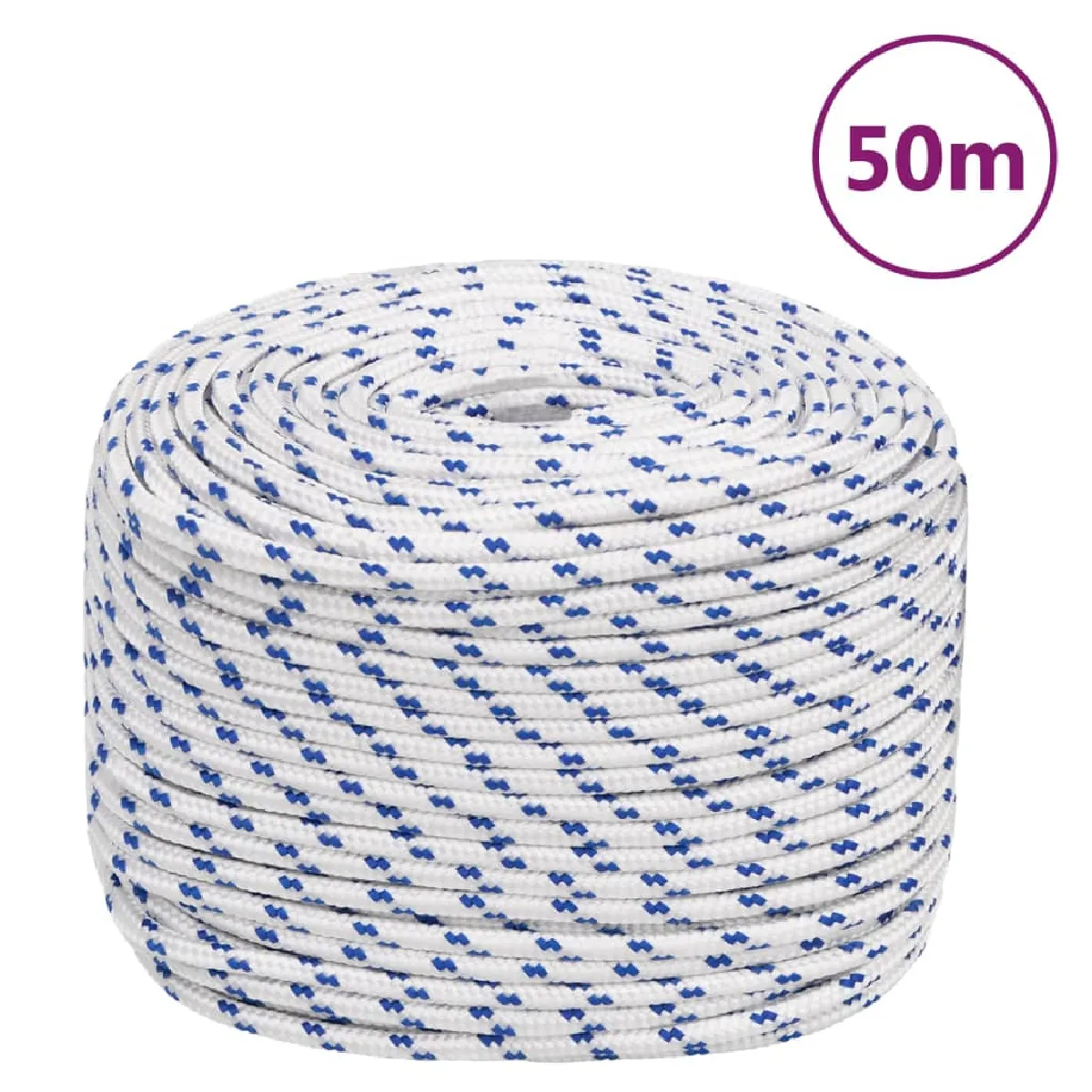 Vidaxl 152290 Corde de bateau Blanc 8 mm 50 m Polypropylène