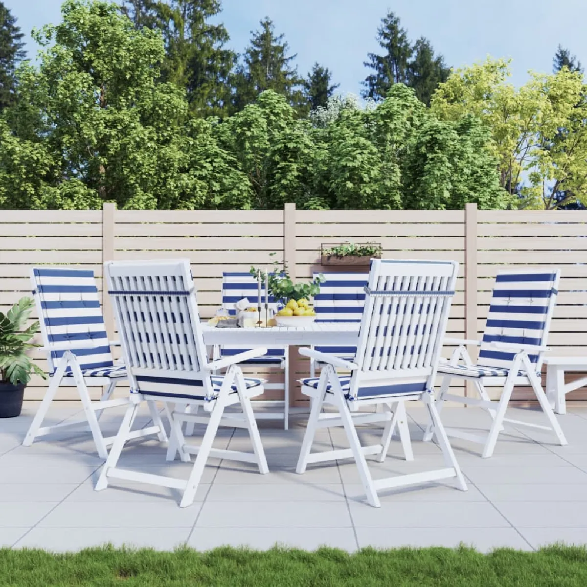 vidaXL Coussins de chaise à dossier haut 6pcs rayures tissu 361255 - vue 2